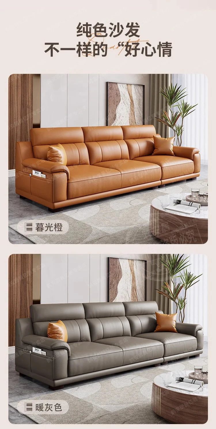 New European-style simple leather sofa wedding room new house light luxury small apartment high-end leather sofa straight row