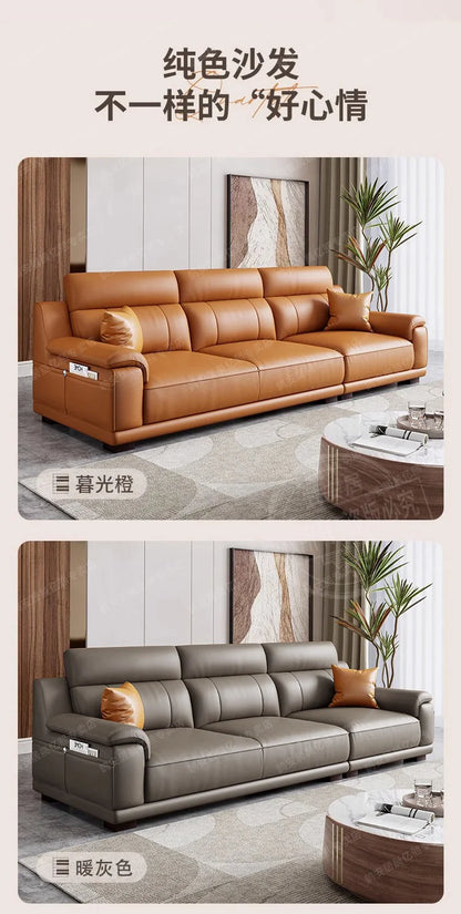 New European-style simple leather sofa wedding room new house light luxury small apartment high-end leather sofa straight row