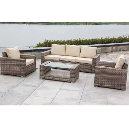 Patio Furniture Set Garden 5PCS Galvanized Steel Garden Set Wicker Ratran Sofa