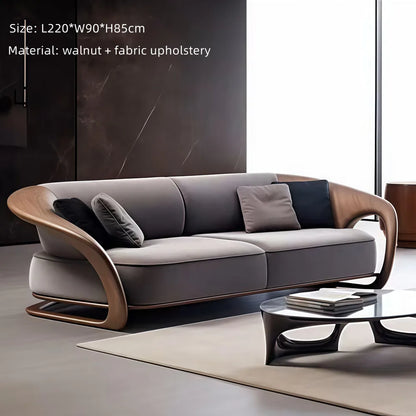 Walnut Sofa Upholstered Sofa 3 Seater Sofa Couch For Living Room Apartment 86" Solid Wood Cushion Sofa