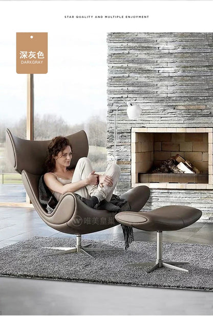 Comfortable Ergonomic Living Room Chairs Modern Leather Nordic Sofa Chairs Designer Recliner Portable Fauteuil Salon Furniture