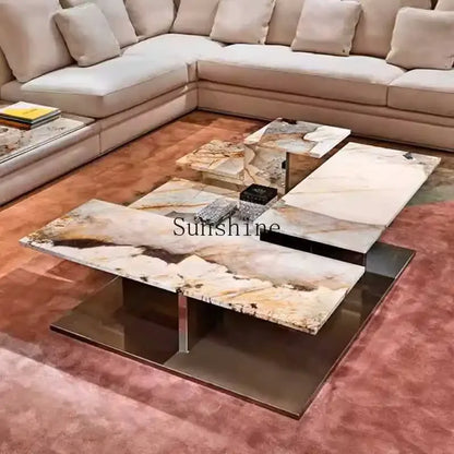 Italian light luxury stone square high-end customized coffee table
