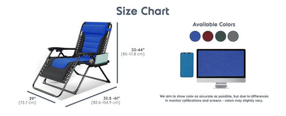 Outdoor Padded Zero Gravity Chair, Patio Lounge Chair Outdoor Recliner, Oversized Anti Gravity Lounger with Adjustable Headrest