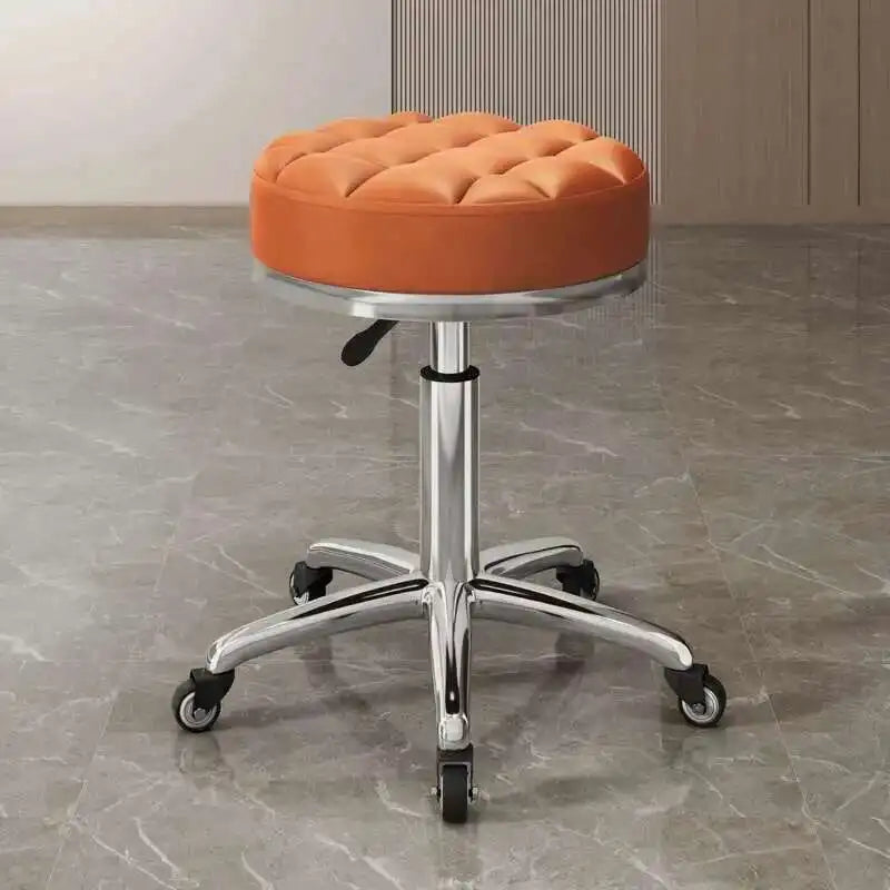 Barber Nail Salon Chair Swivel Wheels Rotating Salon Hair Stylist Barbershop Equipment Furniture Professional Rolling Silla