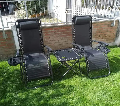 Homfa Garden Sun Lounger Set with Table Folding Adjustable Zero Gravity Recliner Chair Seat Indoor/Outdoor