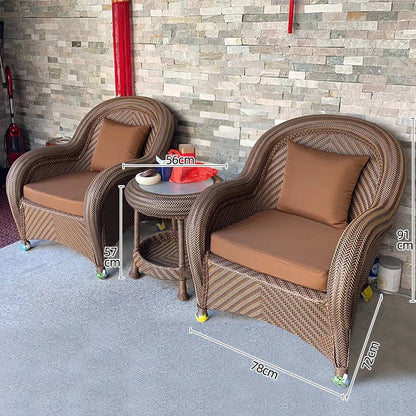 HXL outdoor sofa balcony rattan chair garden waterproof aluminum alloy outdoor terrace casual rattan sofa chair