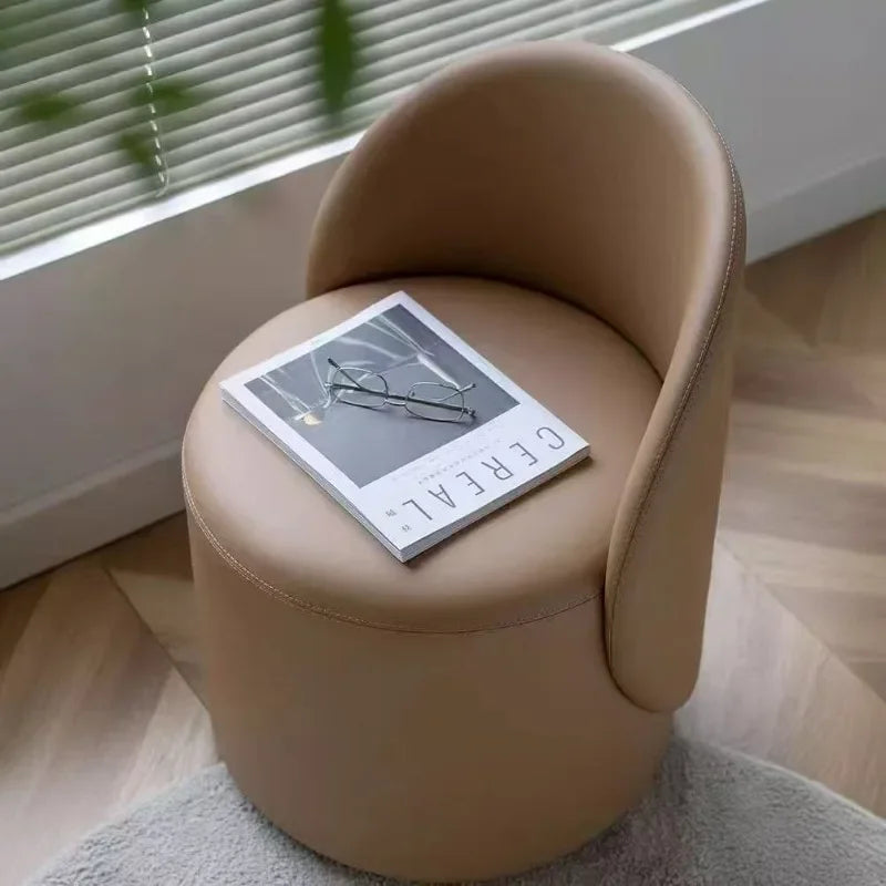 Light luxury Nordic makeup chair bedroom dresser fairy stool high backrest Internet celebrity simple home manicure round stool