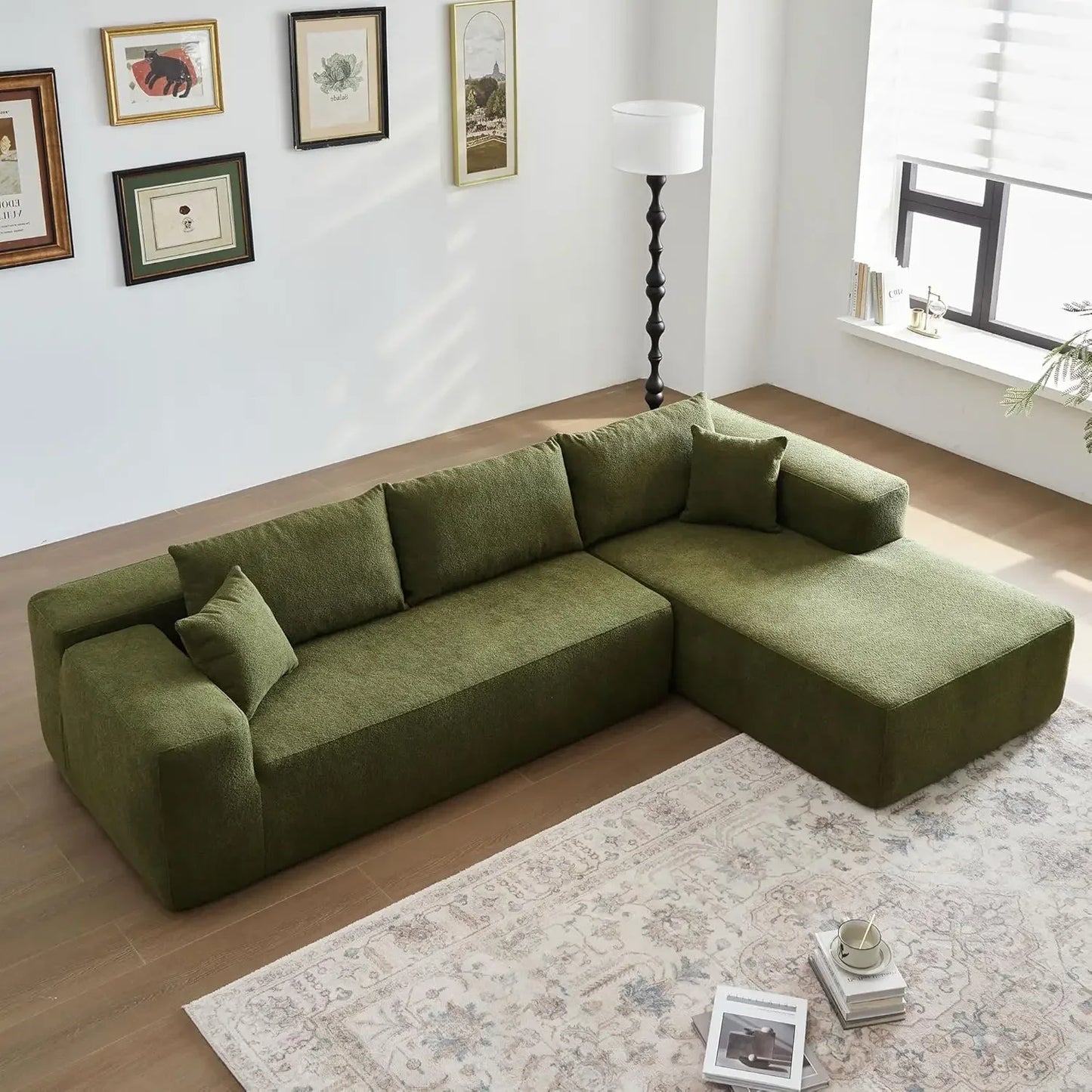 104'' L-Shape Modular Sectional Sofa Couch - Comfortable Upholstered Cloud Design Modern Minimalist Deep Seat Living Room Furnit
