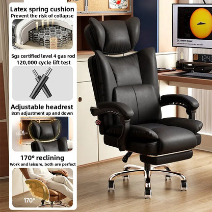 Ergonomic Leather Office Chair with High Backrest Recline Lumbar Support Executive Desk Chair Gaming Ready Comfort Furniture