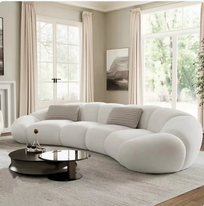 French cream wind curved sofa Italian minimalist leisure living room fabric light luxury sofa02A