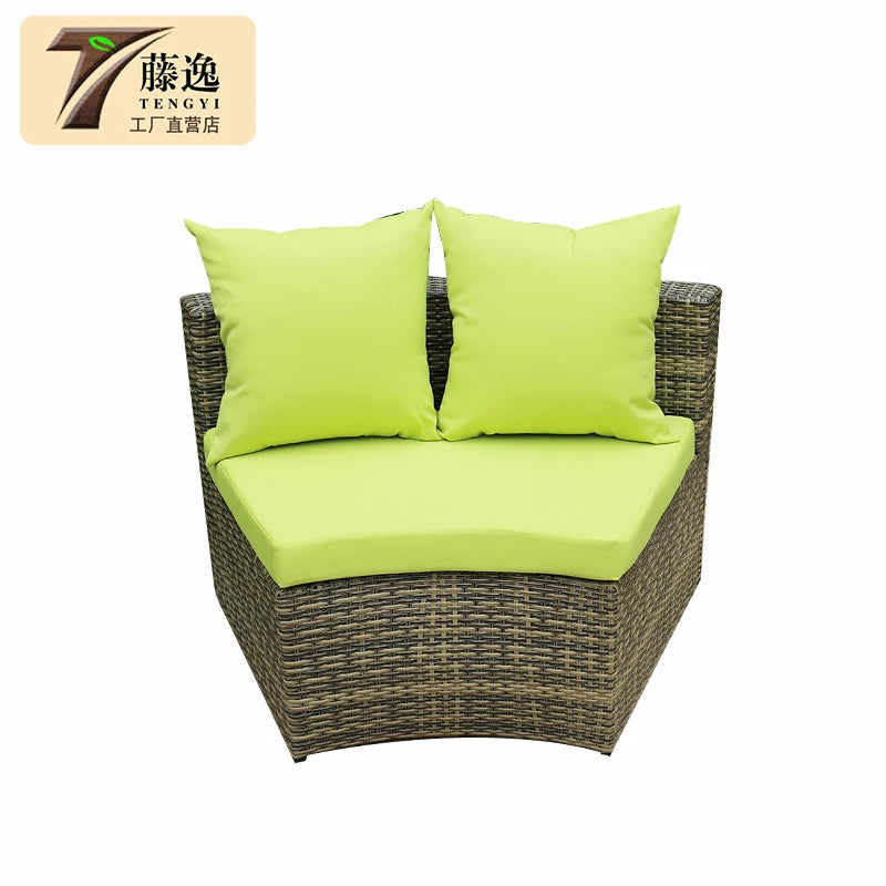 Outdoor round rattan sofa combination curved living room sofa