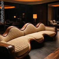 North American light luxury style solid wood three-person sofa high-end living room light luxury furniture
