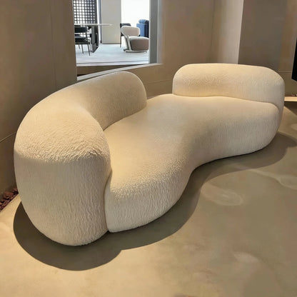 Cream Italian Light Luxury Single Reclining Curved Sofa Solid Wood Frame Small Apartment Living Room Sofa for Clothing Stores