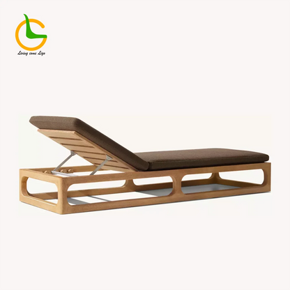 Modern style sun lounger for outdoor hollow solid wood sun lounger for swimming pool garden outdoor terrace