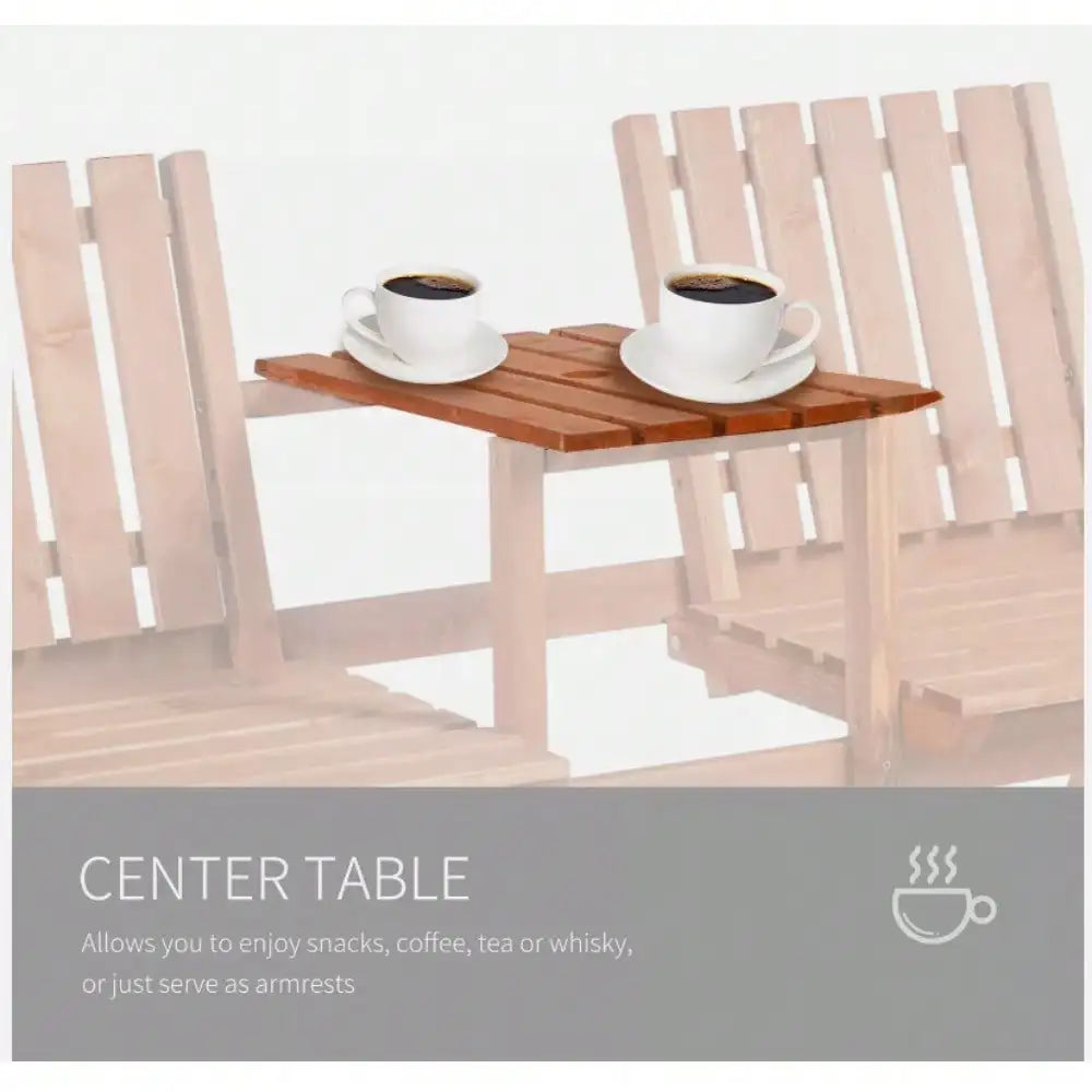 Outdoor Patio Wooden Balcony Double Chair Garden Front Porch Bench with Table