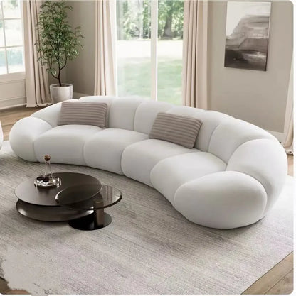 French cream wind curved sofa Italian minimalist leisure living room fabric light luxury sofa02A