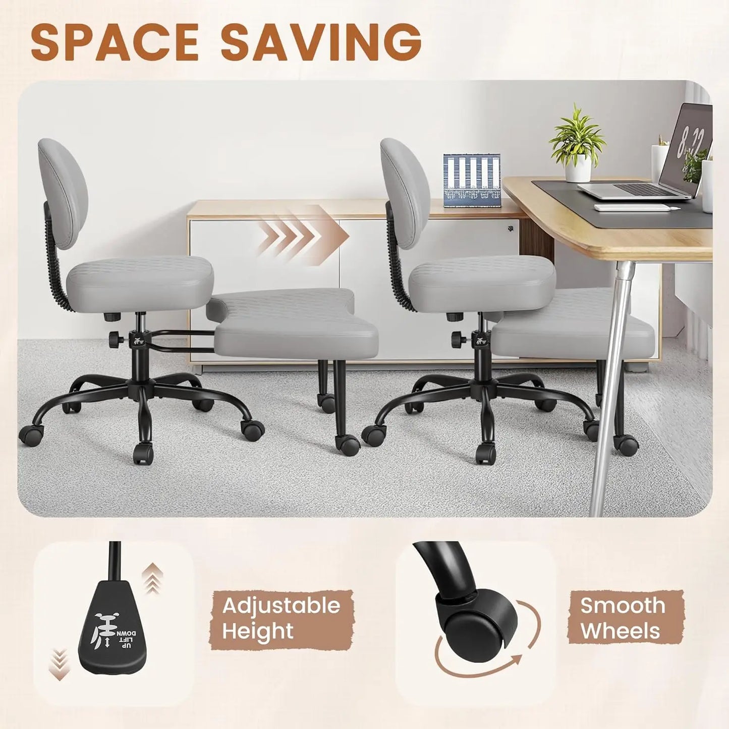 Cross Leg Chair - Meditation Chair with Wheels, ADHD Chair, Height Adjustable Seat, Adjustable Footstool