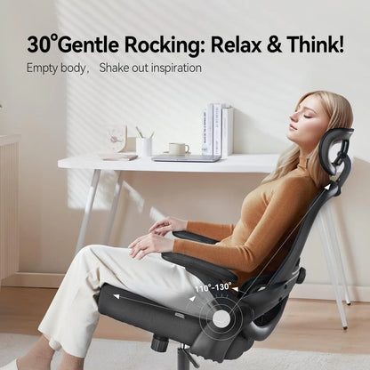 Ergonomic Office Chair with Adjustable Lumbar Support, High Back Design, 3D Armrests, and Tilt Function in Black