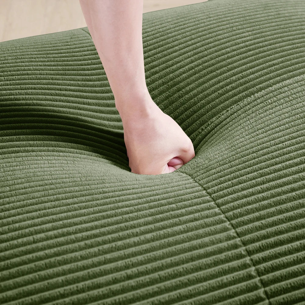 82'' Corner Sofa in Soft Cord Fabric, Modular Combined with Curved Armrests, Without Mounting, Highly Elastic Foam Upholstery