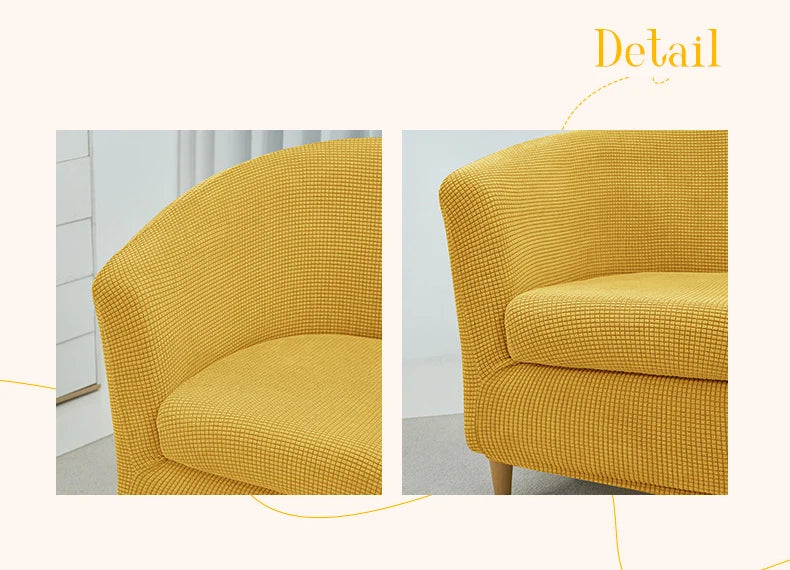 2pcs/set Jacquard Stretch Club Armchair Slipcover 1pc Barrel Tub Sofa Cover + 1pc Polar Fleece Couch Cover Furniture Protector