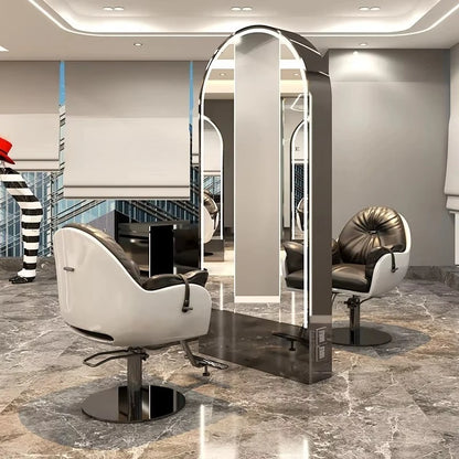 Salon Furniture Led Light Gold Frame Double Sided Barber Station Modern Hair Salon Mirrors Designs