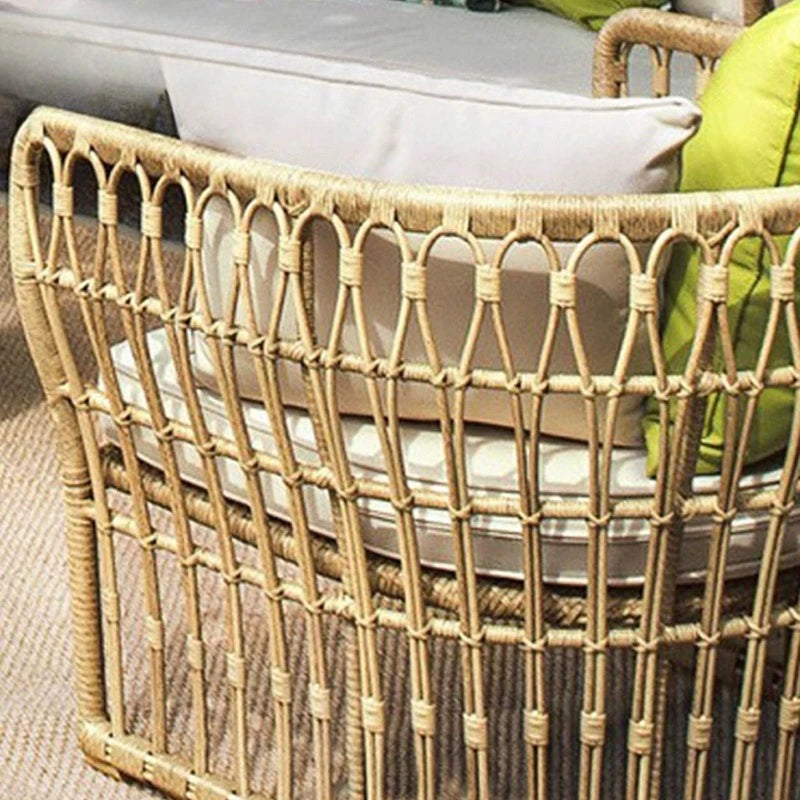 Leisure villa rattan sofa set courtyard garden multi-person furniture combination hotel homestay coffee table rattan sofa