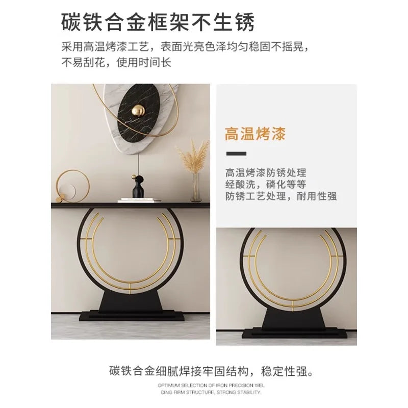Light luxury entrance table, modern simple narrow case against the wall, aisle corridor decoration, golden end view table, entra