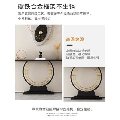 Light luxury entrance table, modern simple narrow case against the wall, aisle corridor decoration, golden end view table, entra