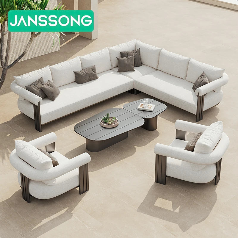 Metal Poolside Furniture Outdoor Garden Sofas Luxury Couches Set Modern Aluminum L Shape Sofa Outdoor Sofa Set Garden Furniture