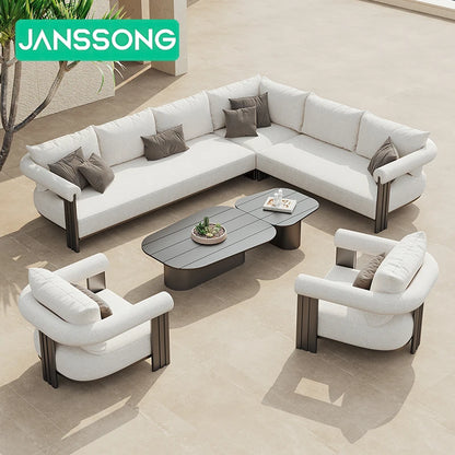 Metal Poolside Furniture Outdoor Garden Sofas Luxury Couches Set Modern Aluminum L Shape Sofa Outdoor Sofa Set Garden Furniture