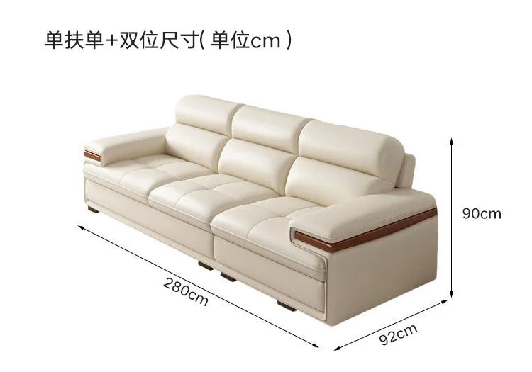 Leather sofa modern simple living room size apartment concubine solid wood combination imported first-layer cowhide sofa