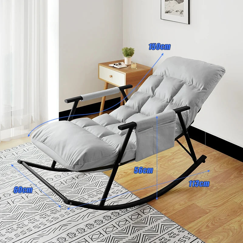 Lazy Rocking Chair Washable Technology Cloth Relaxation And Comfort Lounge Chairs 5 Angle Adjustment Detachable Recliner Chair