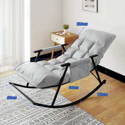 Lazy Rocking Chair Washable Technology Cloth Relaxation And Comfort Lounge Chairs 5 Angle Adjustment Detachable Recliner Chair