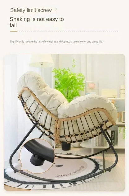 Metal Rocking Chair Adult Reclining Chair Balcon Home Single Leisure Chairs Living Room Red Sofa Chair Lazy Recliner