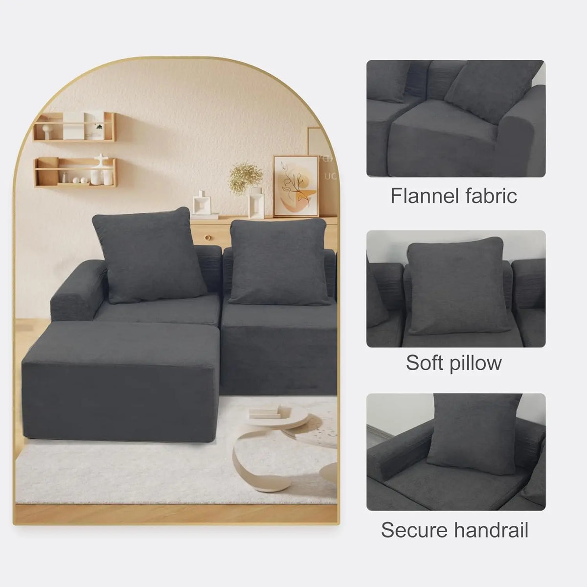 Convertible Sectional Sofa Set with Microfiber Fabric - Modular Design for Spacious Living Rooms and Easy Assembly, Customized