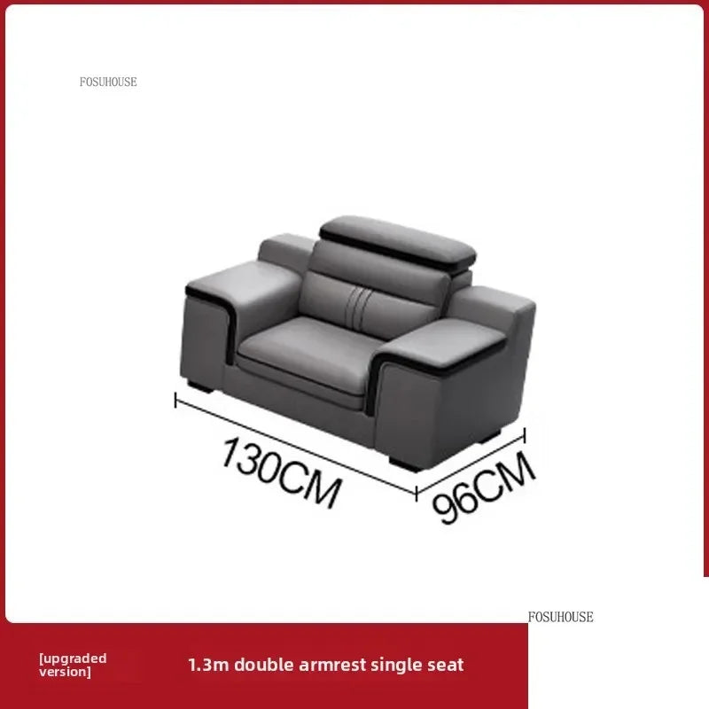 Modern Large Apartment Chaise Leather Sofa Combination Set Light Luxury Living Room Sofas Creative Office Comfortable Large Sofa