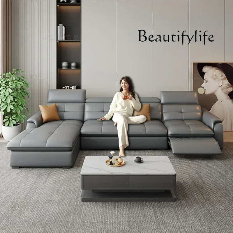W Reclining Electric Oversize Sofa Genuine Leather Designer Italian Corner Sofa Modern Luxury Divano Letto Living Room Furniture