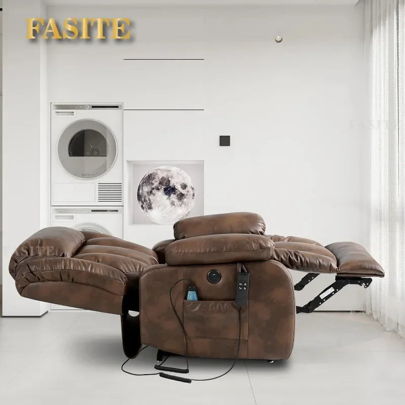 Infinite Position Power Lift Chair Lay Flat Recliner Dual Motor Sleeper Chair With Massage And Heating For Elderly Controllable