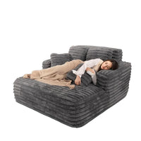 Easyhomesofa Indoor Three Seat Oversize Chaise Lounge Chair Boneless Fabric Couch Plush Corduroy Sleeper Sofa Living Room