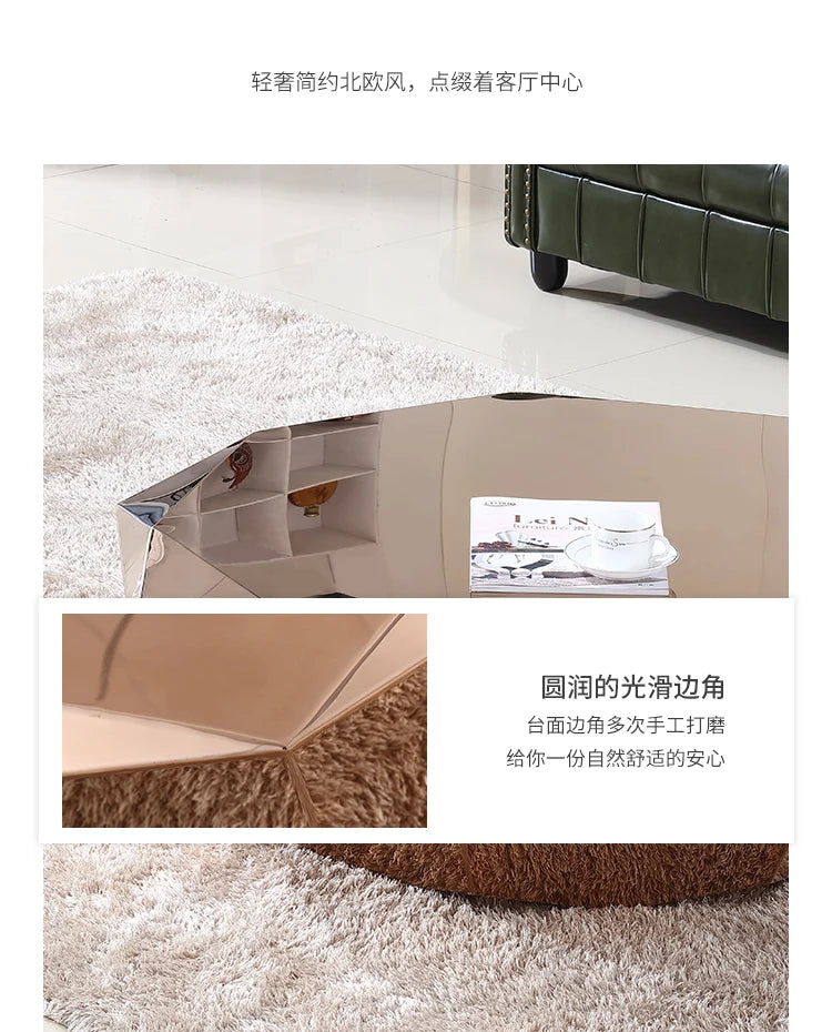 Post-modern light luxury small apartment stainless steel diamond coffee table creative simple designer home living room sofa sid