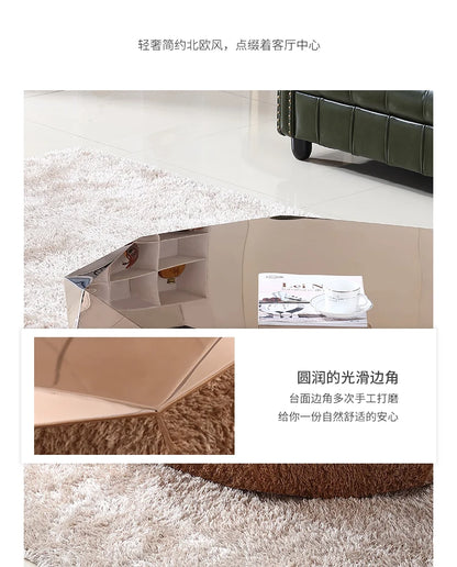 Post-modern light luxury small apartment stainless steel diamond coffee table creative simple designer home living room sofa sid