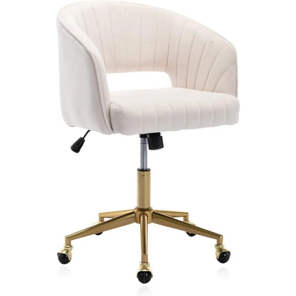 Velvet Home Office Chair, Modern Office Chair with Gold Base, Home Office Desk Chair for Living Room, Bedroom, Vanity, Study