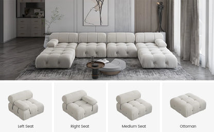 Living Room Furniture Mario Bellini Modern Nordic L Shape 3 4 5 6 7 Seater White Velvet Modular Sectional Sofa Couch Set