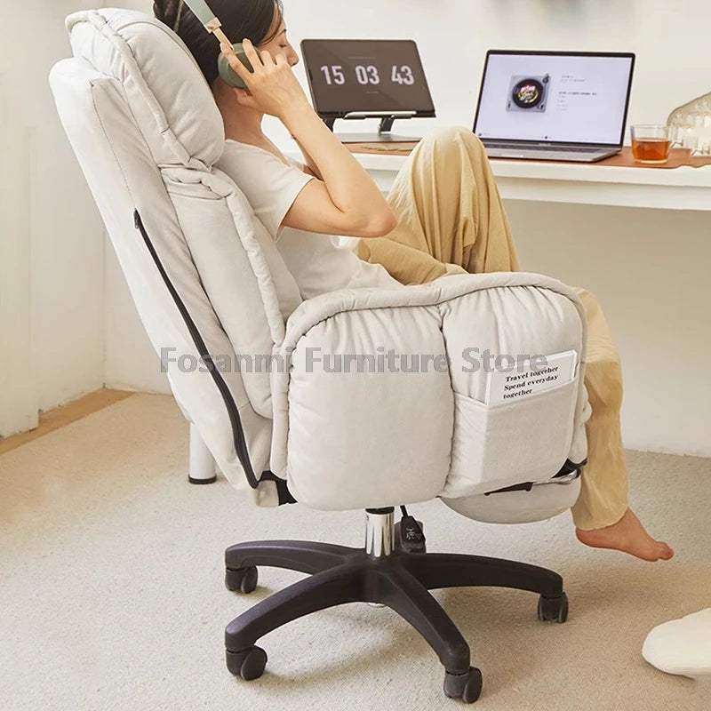 Comfort Soft Desk Chair with Adjustable Armrests Home Office Ergonomic Wide Seat Computer Chairs High-Back Gaming Recliner Chair