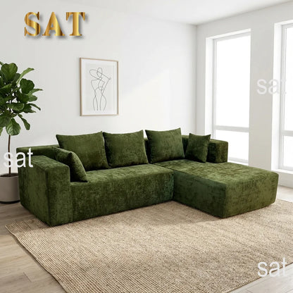 For Modern L-Shape Compressed Corner Sofa Set in a Box Fabric 45D Foam Sponge High Density Reclining for Living Room Furniture