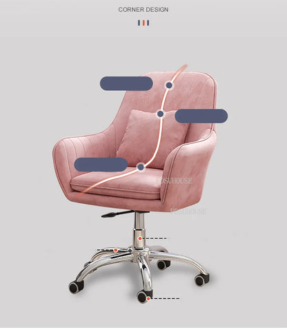Modern Backrest Computer Chair Nordic Home Office Chairs Lift Swivel Armchair Soft Cushion Game Chair Creative Office Furniture