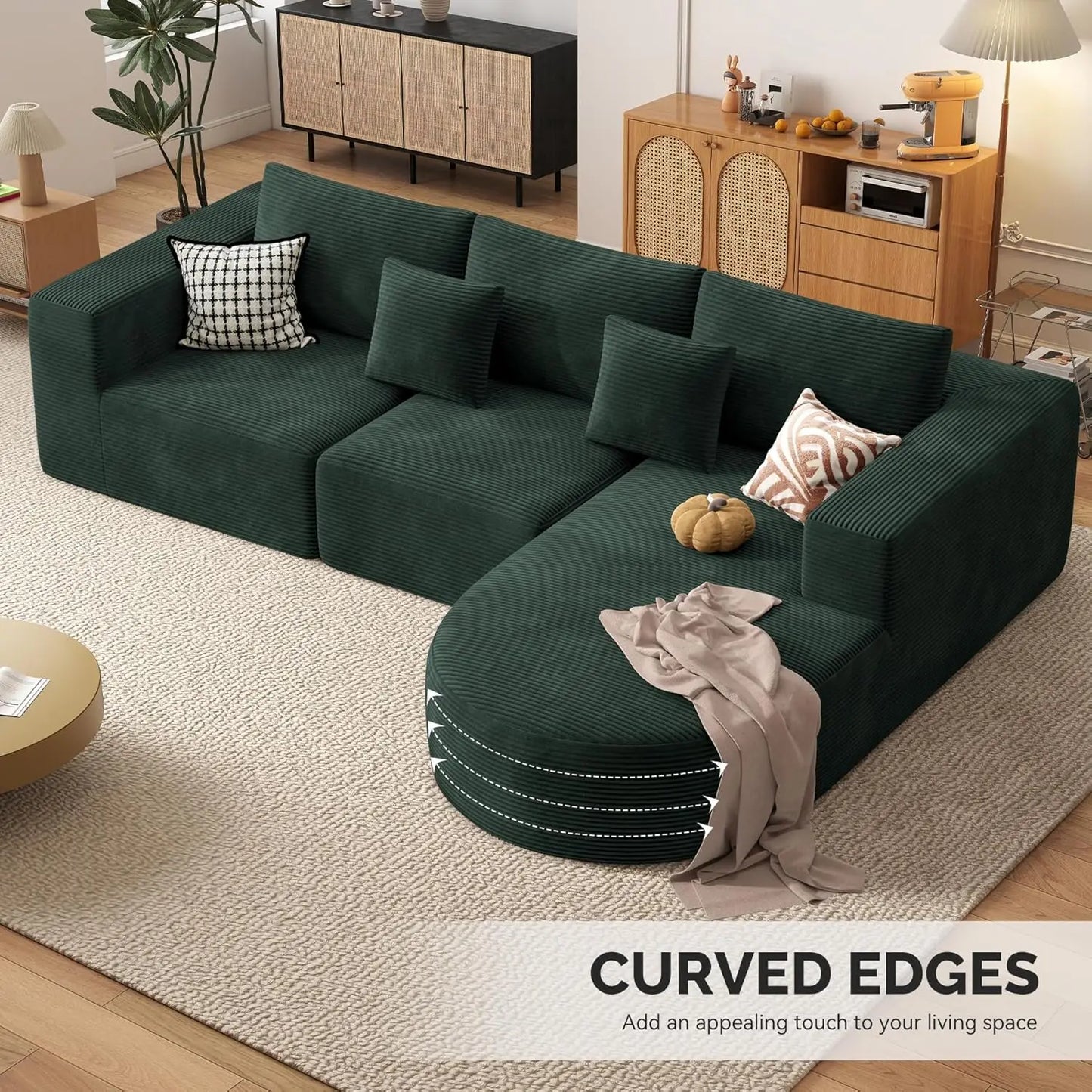 Modular Sectional Sofa L-Shape Deep Seat Comfy Living Room Bedroom No Assembly 1PCS,Customized