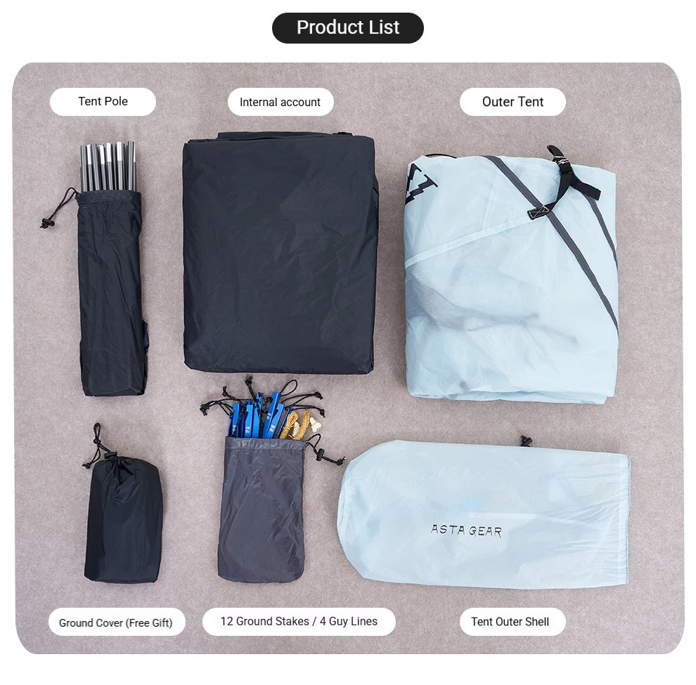 2 Person Ultralight Backpacking Tent Waterproof 3000mm 10D Nylon Double Layer Windproof Tent Camping Hiking Trekking Outdoor