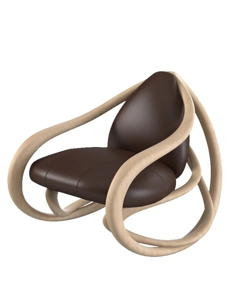 Swing chair Moving walnut rocking chair Italian designer solid wood single sofa recliner