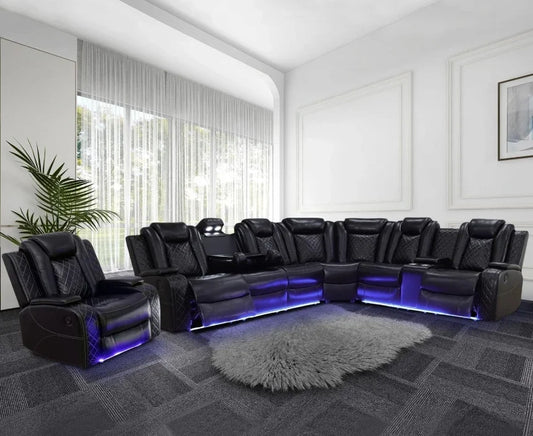Nordic Power Recliner Sofa Sectional Couches with LED Light for Living Room
